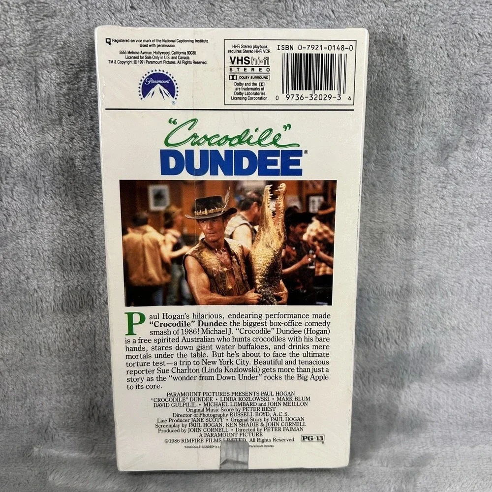 Crocodile Dundee VHS 1989 Factory Sealed Paramount‎ Watermarks Paul Hogan New